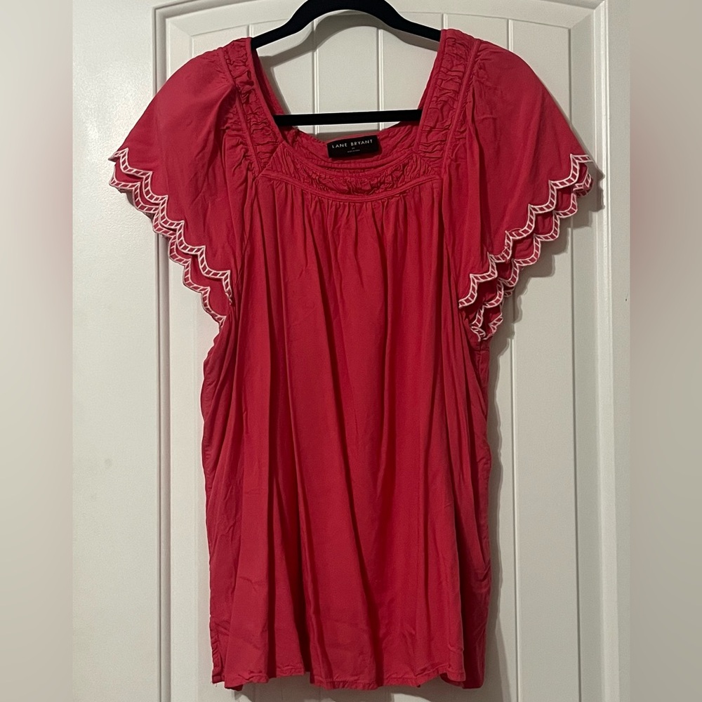 Lane Bryant Pink Size 20 Flutter Sleeve Blouse